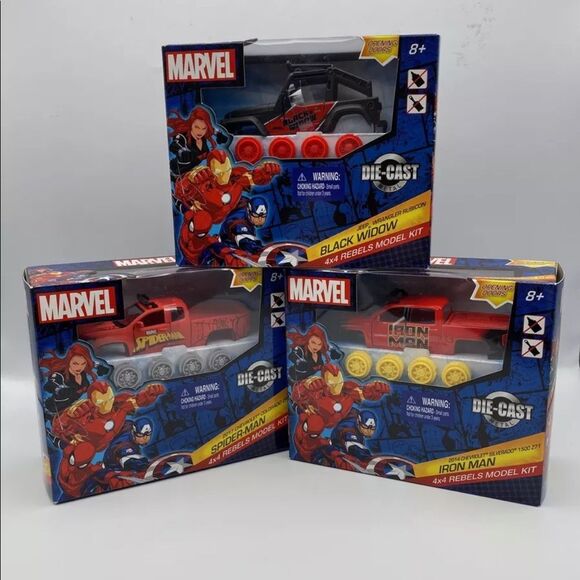 Marvel Diecast Metal Car Model Kit 4x4 Rebels Black Widow Spiderman IronMan - Picture 2 of 10